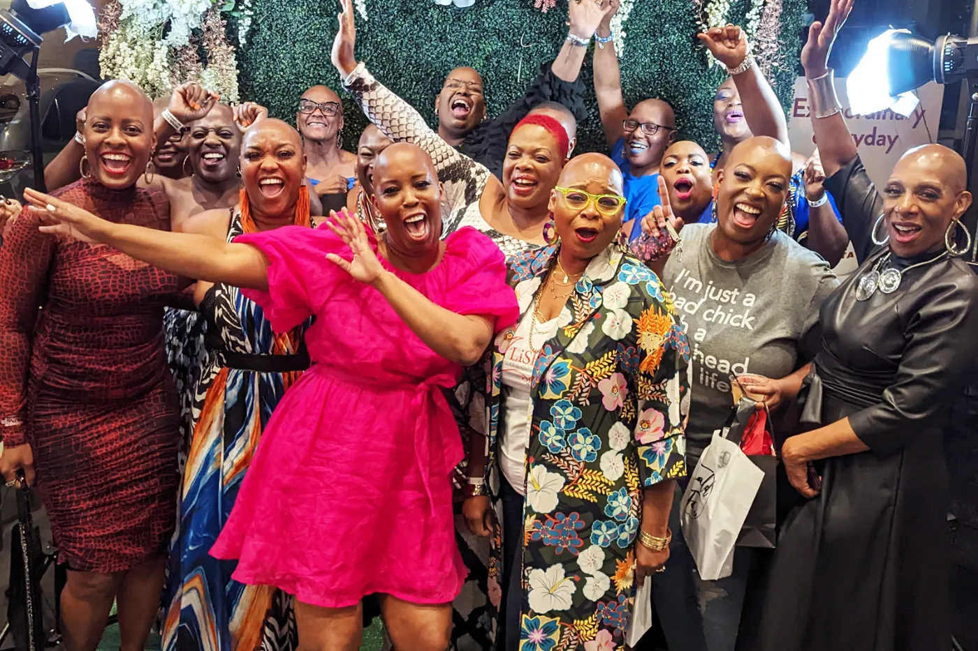 Attendees celebrating at Baldie Con 2022